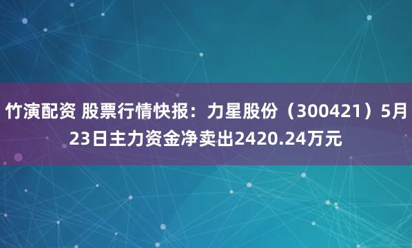 竹演配资 股票行情快报：力星股份（300421）5月23日主力资金净卖出2420.24万元